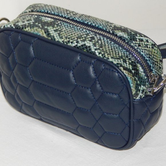 NWT CAVALLI CLASS Chain Link Python Print Top Dark Blue Small Cross-body Bag - Picture 6 of 13